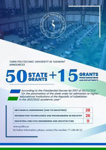 Read more about the article Turin Polytechnic University in Tashkent Announces Grants